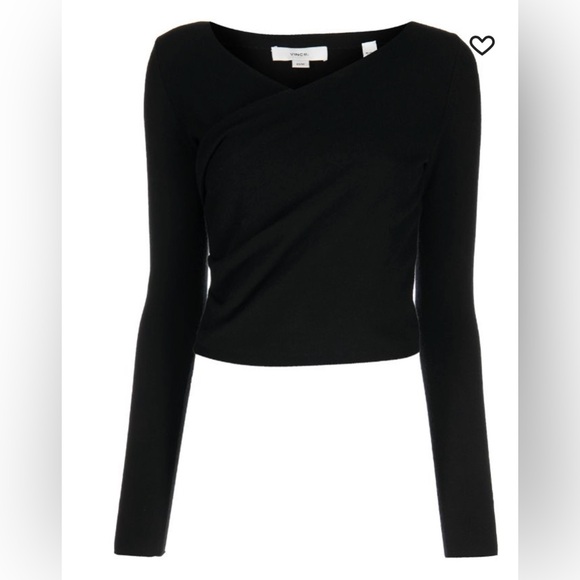 Vince Cashmere Wrap Front V-neck pullover Sweater in Black L